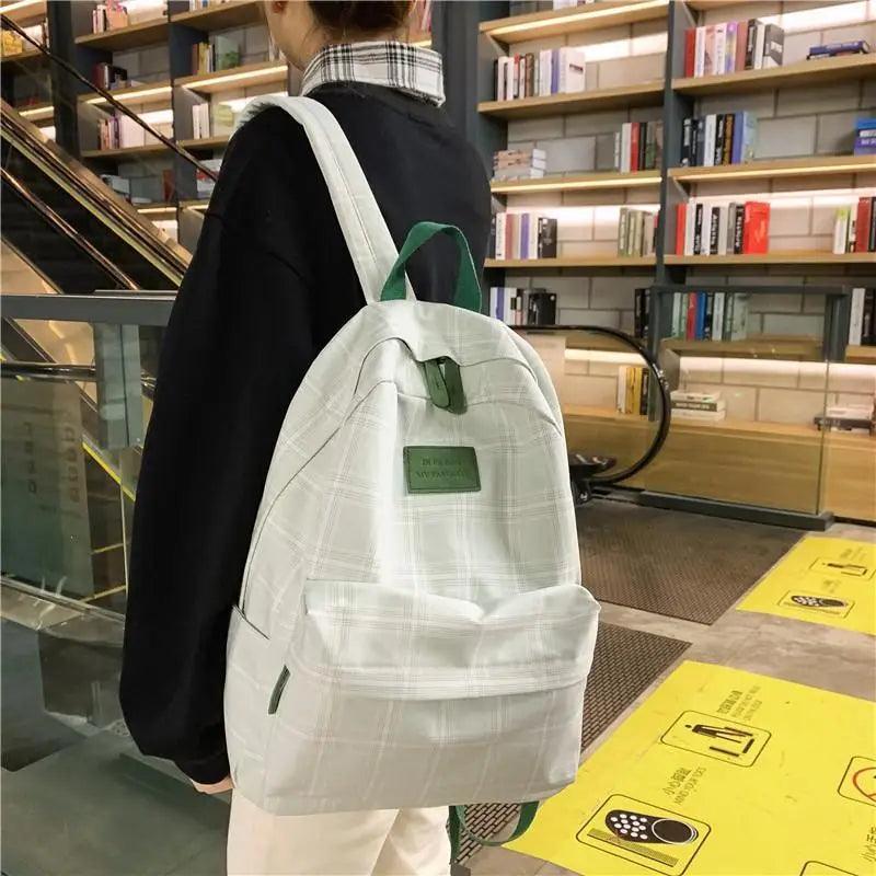 New Casual School Bag For Women And Girls Stylish Backpack Striped Book Packbags for Teenage