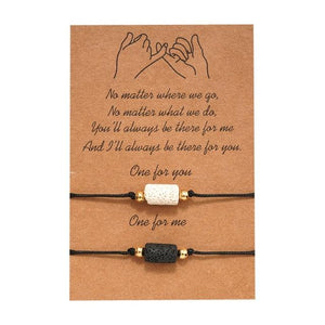 New Charm Bracelet For Friendship Couples 2pcs/set Volcanic Stone Bracelet Bead Bangles Natural Stone Bracelets Set Friendship Hand Woven Braided Stretch String Adjustable For Couples