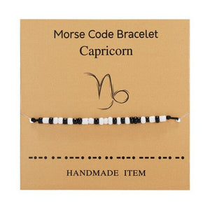 New Charm Bracelet For Women Men Twelve Zodiac Black White Rice Beads Adjustable Rope Chain Bracelet Natural Stone Beads Bracelet For Boyfriend Girlfriend Women