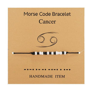 New Charm Bracelet For Women Men Twelve Zodiac Black White Rice Beads Adjustable Rope Chain Bracelet Natural Stone Beads Bracelet For Boyfriend Girlfriend Women