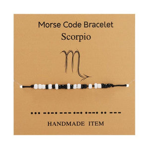 New Charm Bracelet For Women Men Twelve Zodiac Black White Rice Beads Adjustable Rope Chain Bracelet Natural Stone Beads Bracelet For Boyfriend Girlfriend Women