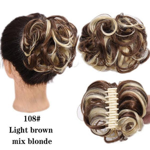 New Claw Chignon Curly Hair Bands Messy Bun Hairpieces for Women Scrunchy Natural Fake False Hair Heat Resistant Fiber Black Clip in Hair Extension For Volumized Hair Buns For Girls