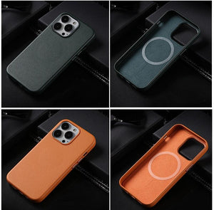New Colorful Leather For iPhone 14 13 Pro Max Mini Magnet Case Cover Wireless Charging Drop Protect Covers Shockproof Slim Back Cover Leather Case For iPhone Slim and Aesthetic iPhone 14 case