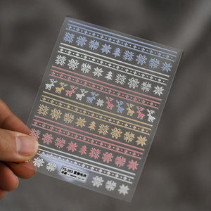 New Craft Nail Stickers Japanese 5d Nails Sticker Three-dimensional Snowflake Nail art Stickers Decals Decoration Decals Snowflakes Elk Bear Christmas Xmas Stickers Snowflakes Nail Water Decals Christmas White Snow Transfer Sticker Decoration Slider