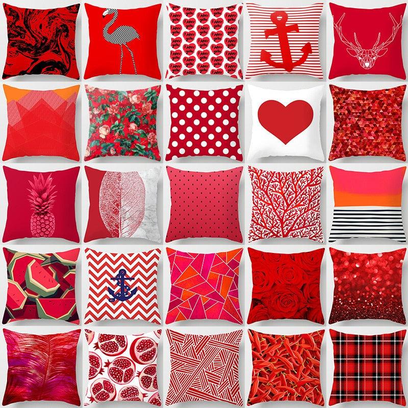 New Creative Red Cushion Case Hot Modern Home Outdoor Decorative Geometry Square Pillow Case Decorative Pillows Case Sofa Couch Seat Polyester Pillows Covers 45x45CM