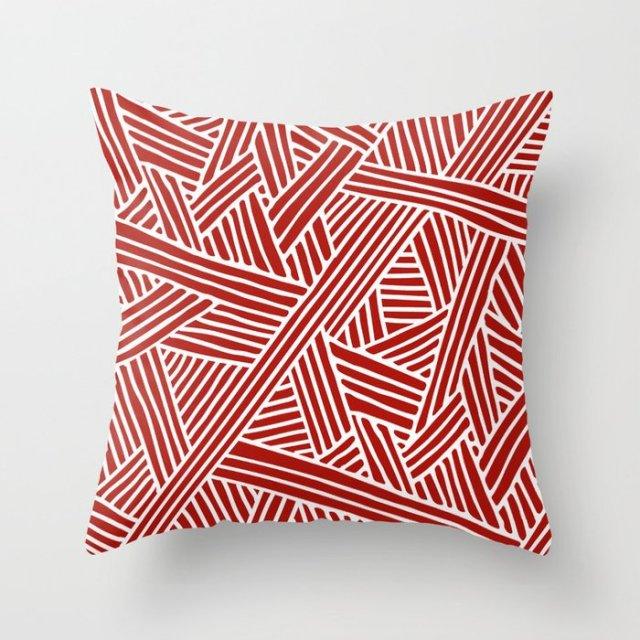 New Creative Red Cushion Case Hot Modern Home Outdoor Decorative Geometry Square Pillow Case Decorative Pillows Case Sofa Couch Seat Polyester Pillows Covers 45x45CM