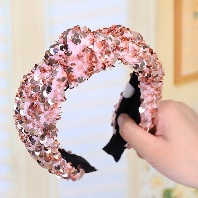 Sparkly Sequins Sponge Headbands Mermaid Knot Tie Head Bands for Women Daily Party Crown Turban Gorgeous Hair Accessories For Women