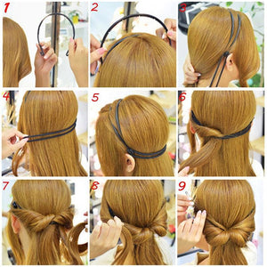 New Double Root Hair Hoop Head Band Adjustable Hair Clips Women Hoop Elastic Rubber Bands Ring Hair Styling Tools Hair Braider For Women Hair Styling