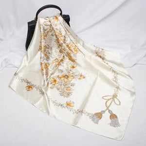 New Elegance Fashionable Scarves for Women Shawl Print Silk Satin Hijab Scarf Female Bandana 90*90cm Luxury Square Shawls Scarfs For Ladies
