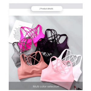 New Elegance Fitness Sports Bra for Women Push Up Wirefree Padded Crisscross Strappy Running Gym Training Workout Yoga Underwear Crop Tops