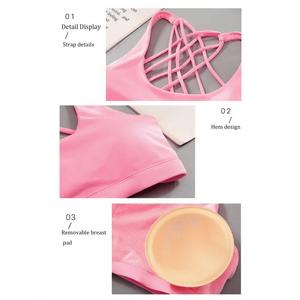 New Elegance Fitness Sports Bra for Women Push Up Wirefree Padded Crisscross Strappy Running Gym Training Workout Yoga Underwear Crop Tops