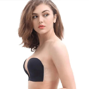 New Elegance Invisible Push Up Bra Strapless Bras Dress Wedding Party Sticky Self-adhesive Silicone Brassiere Breathable Deep U Bra Underwear