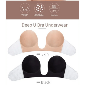 New Elegance Invisible Push Up Bra Strapless Bras Dress Wedding Party Sticky Self-adhesive Silicone Brassiere Breathable Deep U Bra Underwear