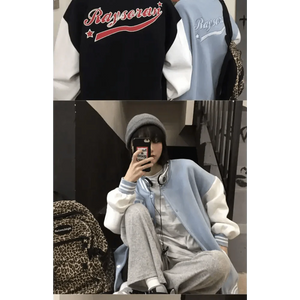 New Elegance Spring Autumn Coat Baseball Bomber Jacket Loose Letter R Men Women Couples Tops Plus Size Jackets Streetwear