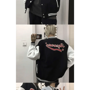 New Elegance Spring Autumn Coat Baseball Bomber Jacket Loose Letter R Men Women Couples Tops Plus Size Jackets Streetwear