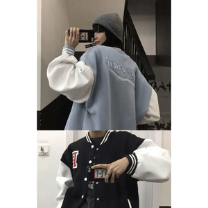 New Elegance Spring Autumn Coat Baseball Bomber Jacket Loose Letter R Men Women Couples Tops Plus Size Jackets Streetwear