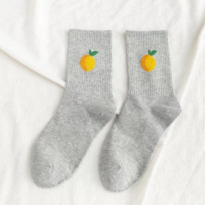 New Elegant Fruit Printed Breathable Cotton Socks Happy Funny Unisex Socks Candy Colors Harajuku Casual Cotton Crew Socks For Men And Women