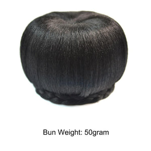 New Fashion Synthetic Fake Hair Bun And Bang Heat Resistant Braided Chignon Hair Piece Donut Ponytail Wig For Women Clip in Hair Extension For Volumized Hair Buns For Girls