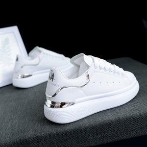 New Fashion White High Quality Women's White Thick Soled Sports Casual Couple Shoes Summer Lace-Up Trainers Gym Tennis Running Breathable High Quality Sneakers