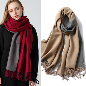 New Fashion Winter Soft Thick Warm Colorful Cashmere Scarf Elegant Escharpe Shawls Scarf Shawls Wraps Lightweight Lady Solid Scarves Fashion Tassels Blanket For Women