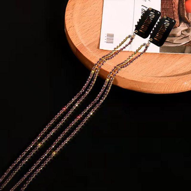 New Flashing Diamond Chain Hairpin Braided Hair Headdress Tassel Hairpin High Sense Temperament Dirty Braided Hairband Gorgeous Hair Accessories For Women