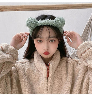 New Gils Cute Plush Bear Rabbit Ears Headband Autumn Winter Head Hoop Cartoon Girls Kid Hairband Headdress Gorgeous Hair Accessories For Women