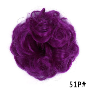 New Girl's Synthetic Chignon Red Pink Purple Blue Green Curly Messy Bun Kids Donut Roller Hair Bun Heat Resistant Fake Hair Wigs For Black Women Cosplay Wigs For Women