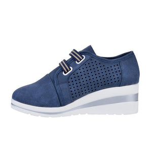New High Heel Casual Womens Sneakers Breathable Height Increasing Shoes Air Cushion Comfortable Sneakers Women's Vulcanize Leather Shoes Luxury Walking Women Outdoor Shoes