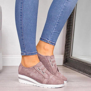 New High Heel Casual Womens Sneakers Breathable Height Increasing Shoes Air Cushion Comfortable Sneakers Women's Vulcanize Leather Shoes Luxury Walking Women Outdoor Shoes