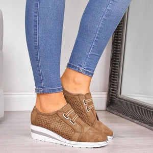 New High Heel Casual Womens Sneakers Breathable Height Increasing Shoes Air Cushion Comfortable Sneakers Women's Vulcanize Leather Shoes Luxury Walking Women Outdoor Shoes