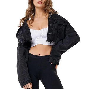 New Incredible Spring Women Sexy Ripped Denim Jackets Vintage Casual Short Jean Jacket Puff Sleeve Winter Female Coat Streetwear
