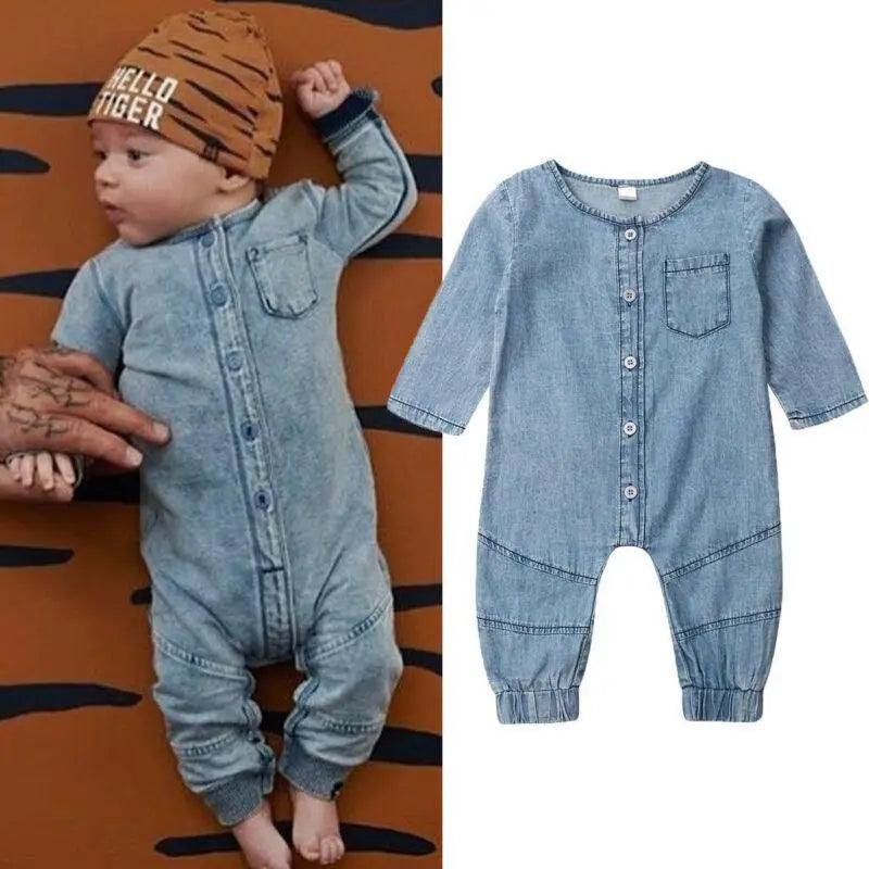 New Infant Kid Baby Girl Boy Clothes Soft Denim Romper Play suit Jumpsuit Outfits 0-24M