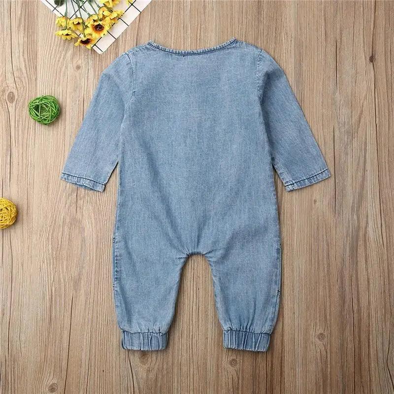 New Infant Kid Baby Girl Boy Clothes Soft Denim Romper Play suit Jumpsuit Outfits 0-24M