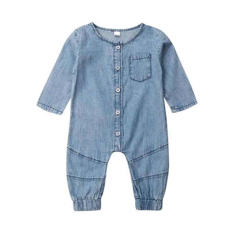 New Infant Kid Baby Girl Boy Clothes Soft Denim Romper Play suit Jumpsuit Outfits 0-24M