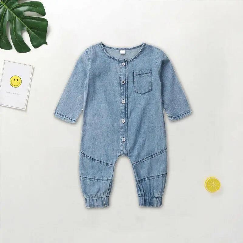 New Infant Kid Baby Girl Boy Clothes Soft Denim Romper Play suit Jumpsuit Outfits 0-24M