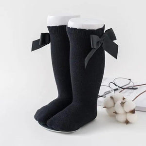 New Kids Socks Toddlers Girls Big Bow Knee High Quality Long Soft Autumn Winter 100% Cotton Lace Baby Tube Sock Baby Cotton Knee Socks Warm Big Bow Knot Baby Stockings Stylish Leg Warmer Soft Dance Socks