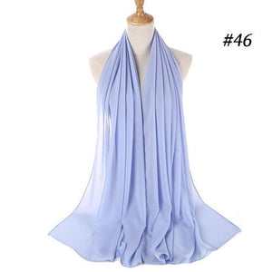 New Long Solid Colorful Soft Chiffon Hijab Elegant Scarf Wrap Lightweight Islamic Head Wear Escharpe Shawls Headband Stole Muslim Hijabs Wrap Headscarf Scarves Colors For Women