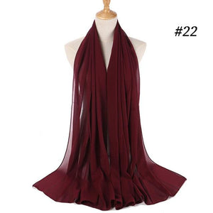 New Long Solid Colorful Soft Chiffon Hijab Elegant Scarf Wrap Lightweight Islamic Head Wear Escharpe Shawls Headband Stole Muslim Hijabs Wrap Headscarf Scarves Colors For Women