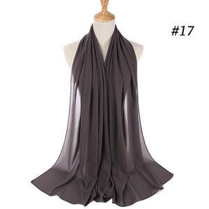 New Long Solid Colorful Soft Chiffon Hijab Elegant Scarf Wrap Lightweight Islamic Head Wear Escharpe Shawls Headband Stole Muslim Hijabs Wrap Headscarf Scarves Colors For Women