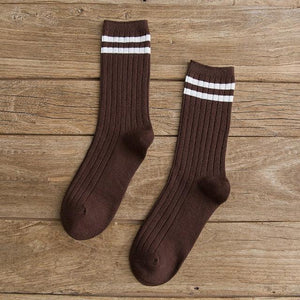 New Loose Solid Colors High School Girls Cute Socks Needles Knitting Cotton Scrunch Socks For Women