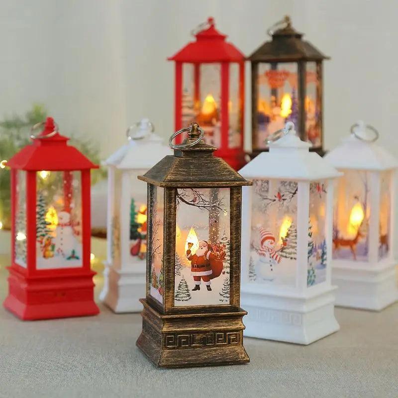 New Luxurious Christmas Ornament LED Lamp Desktop Hanging Santa Claus Elk Lantern Xmas Home Party Decoration Prop Lights Kids Gift