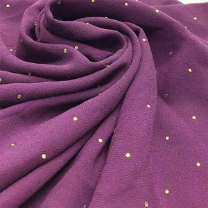 New Luxurious Gold Chiffon Head Scarf Solid Soft Long Muslim Scarves For Women Hijab Musulman Female Shawl and Wrap