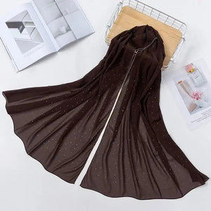 New Luxurious Gold Chiffon Head Scarf Solid Soft Long Muslim Scarves For Women Hijab Musulman Female Shawl and Wrap