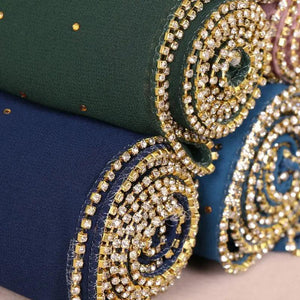 New Luxurious Gold Chiffon Head Scarf Solid Soft Long Muslim Scarves For Women Hijab Musulman Female Shawl and Wrap
