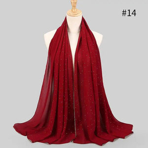 New Luxurious Gold Chiffon Head Scarf Solid Soft Long Muslim Scarves For Women Hijab Musulman Female Shawl and Wrap