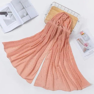 New Luxurious Gold Chiffon Head Scarf Solid Soft Long Muslim Scarves For Women Hijab Musulman Female Shawl and Wrap