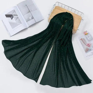 New Luxurious Gold Chiffon Head Scarf Solid Soft Long Muslim Scarves For Women Hijab Musulman Female Shawl and Wrap