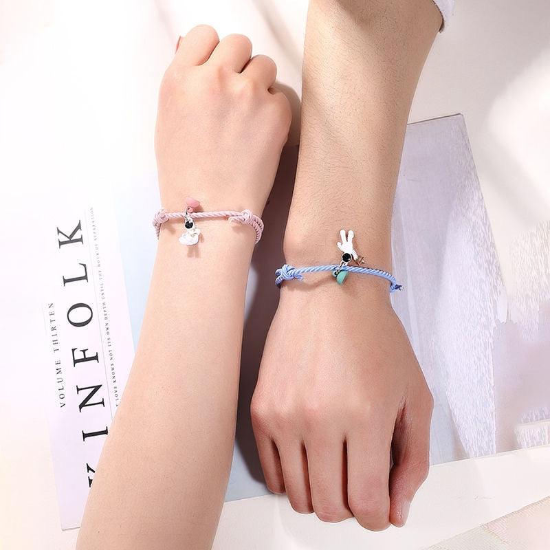 New Magnet Couple Bracelet Star Astronaut Paired Bracelet Attractive Fashion Star Magnetic Bracelets For Couples Jewelry Gifts Set For Couple Bestfriend Girlfriend Boyfriend Women Men