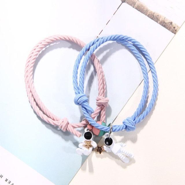 New Magnet Couple Bracelet Star Astronaut Paired Bracelet Attractive Fashion Star Magnetic Bracelets For Couples Jewelry Gifts Set For Couple Bestfriend Girlfriend Boyfriend Women Men