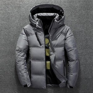 New Modern Red Jacket With Hood Men Winter Warm Solid Color Hooded Unique Design Jackets Elegant Men's Warm Winter Jacket Winter Outdoor Coat Comfortable Jacket